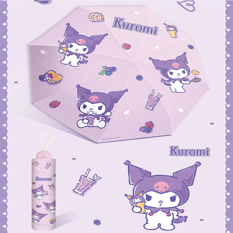 

Cute cartoon cute high-value Kulomi children's sunny and rain dual-purpose manual three-fold 8k umbrella rain umbrella