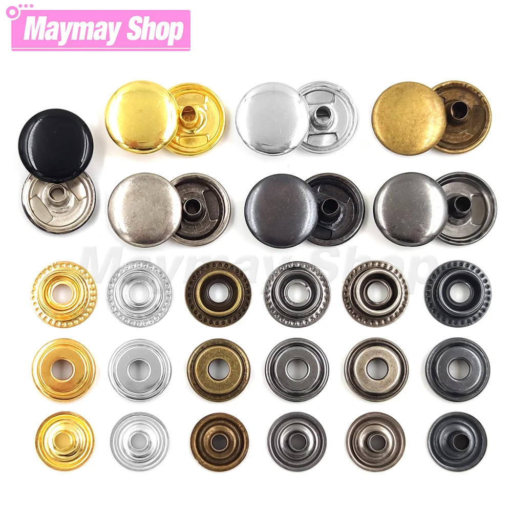 25Sets 201/203 Metal Snap Fasteners Snaps Button Press Studs Sewing Button For DIY Coat Clothes Garment Bag Shoes Leathercraft