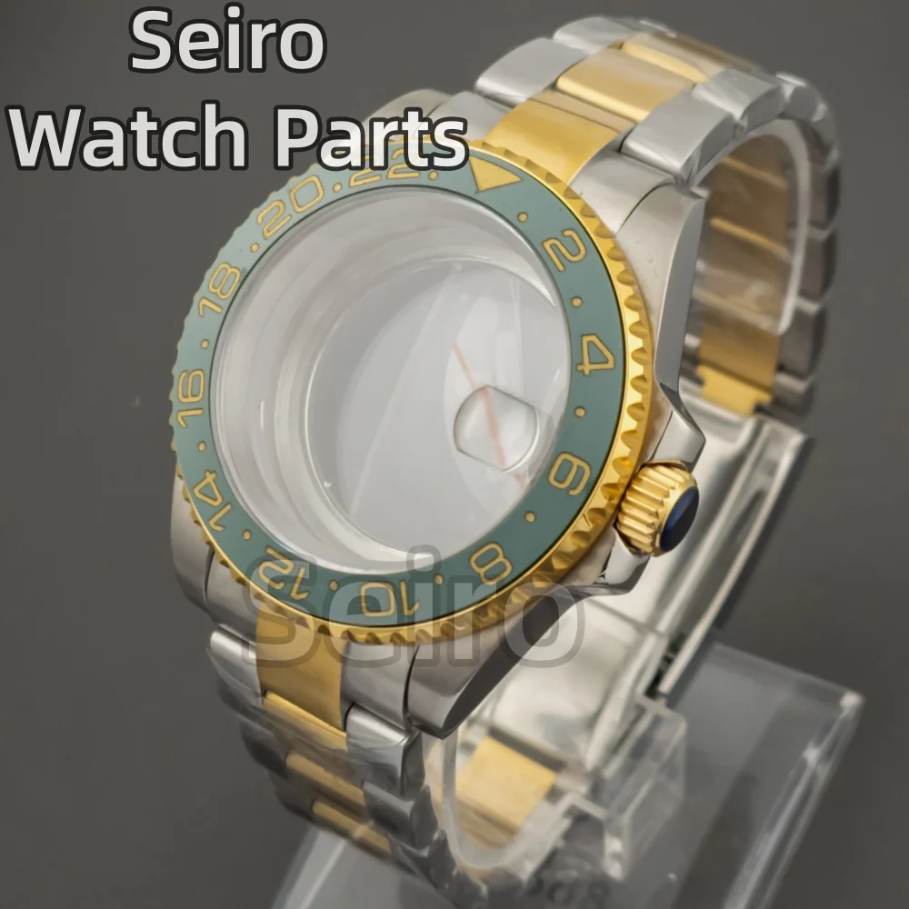 40mm NH35 case oyster strap band gold silver stainless steel for NH34 NH35 NH36 movement 28.5mm dial sub gmt yacht watch case