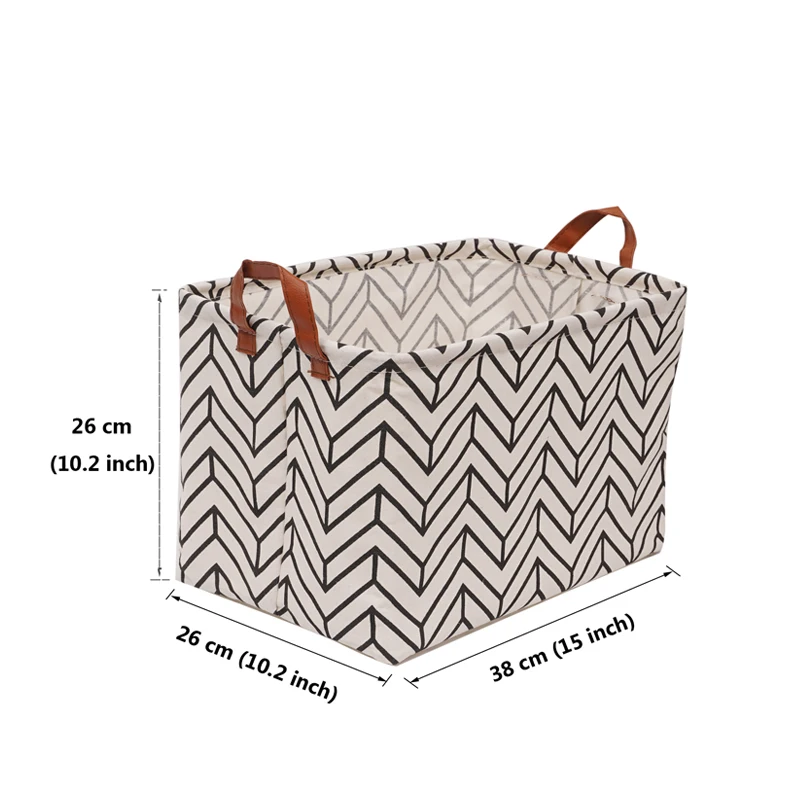 Large Capacity Folding Storage Basket Toys Clothes Organizer Leather Handles Laundry Hampe