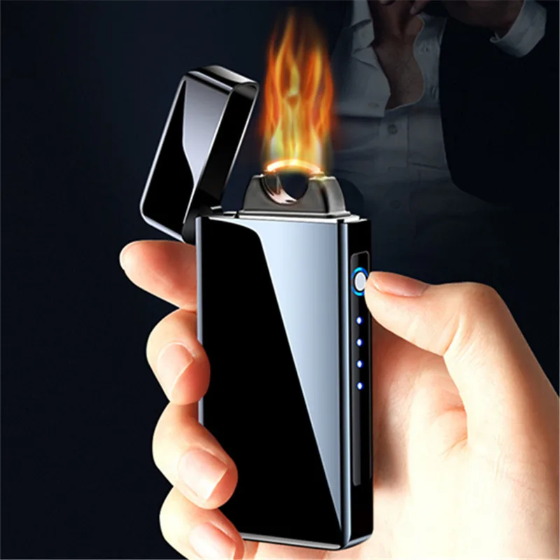 

New Dragon Pattern High Power Electric to True Flame USB Charging Fox Windproof Lighter Outdoor Electronic Cigarette Lighter