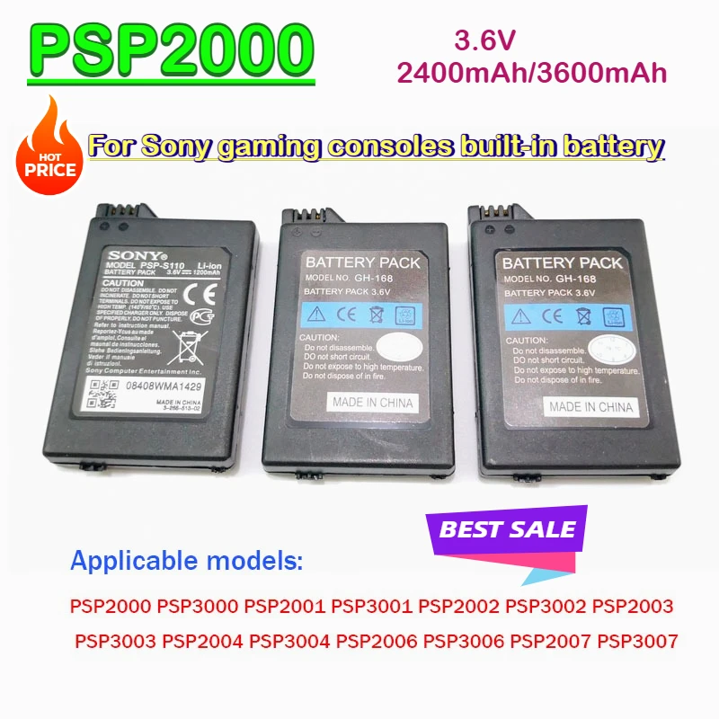 

3600mAh 3.6V Built-in Battery for Sony PS Lite PSP 2th PSP-2000 PSP-3000 PSP-3004 Gaming Consoles Rechargeable Host Batteries