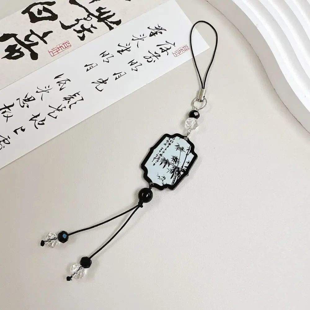 Chinese Style Butterfly Pendant Phone Charm DIY Handmade Calligraphy Mobile Phone Strap Anti-Lost Hanging Cord