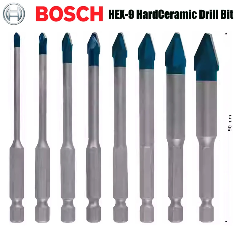 BOSCH EXPERT HEX-9 Hard Ceramic Drill Bits Small Blue Arrow Glass Hard Alloy Triangle Hexagonal Handle Bore Tool Attachments