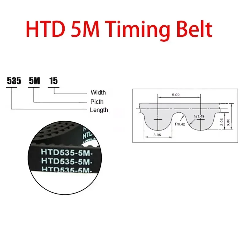 HTD 5M Rubber Closed Loop Timing Pulley Belt Width 20/25mm Length 175 180 200 205 210 215 220 225 230~400mm For CNC Step Motor