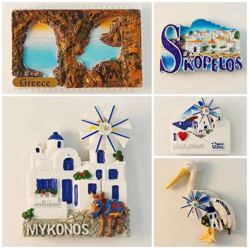 Grecja Chalkidiki Naklejki na lodówkę Hios Paralia Khalkidhiki Tinos Pamiątki Wyspa Mykonos Kleftiko Plaża Skopelos Magnesy na lodówkę