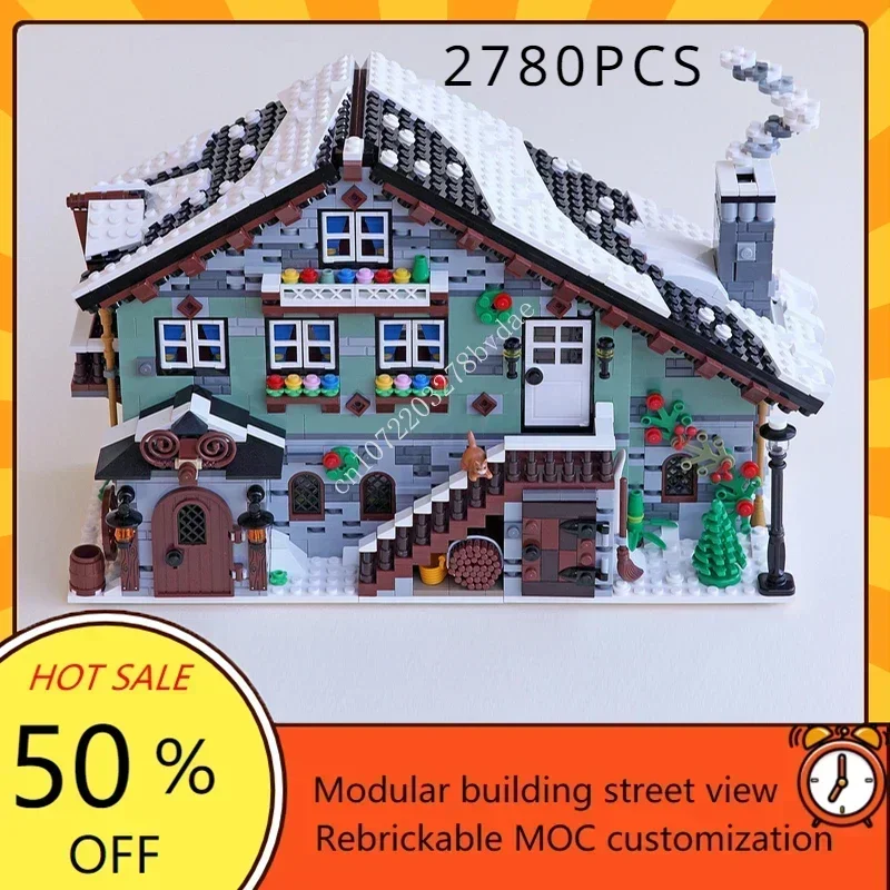 4610PCS Winter Chalet Modular MOC-910004 Creative street view Architecture Education Assembly Puzzle Children birthday Toys Gift