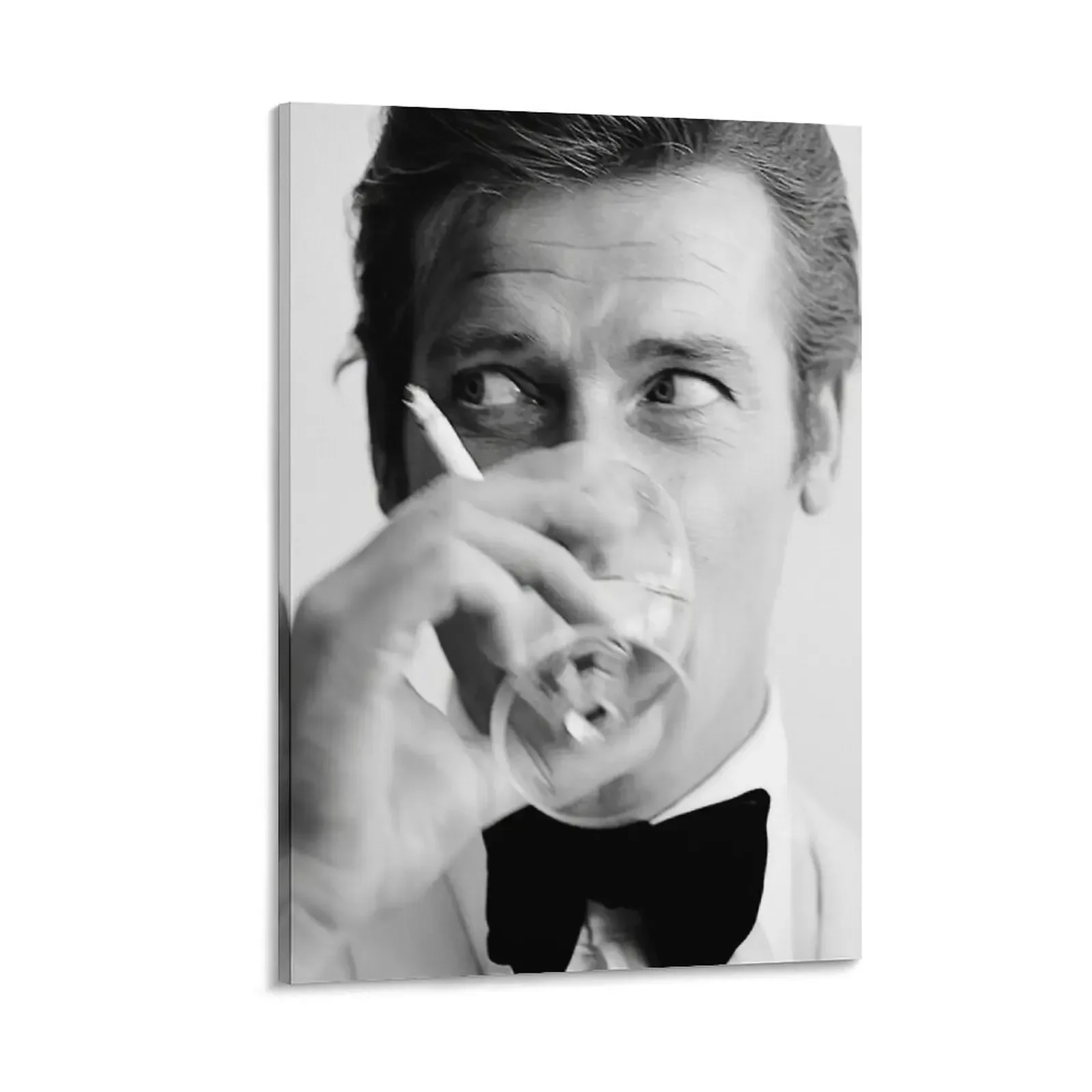 

Roger Moore with Martini Canvas Painting poster anime Picture on the wall art