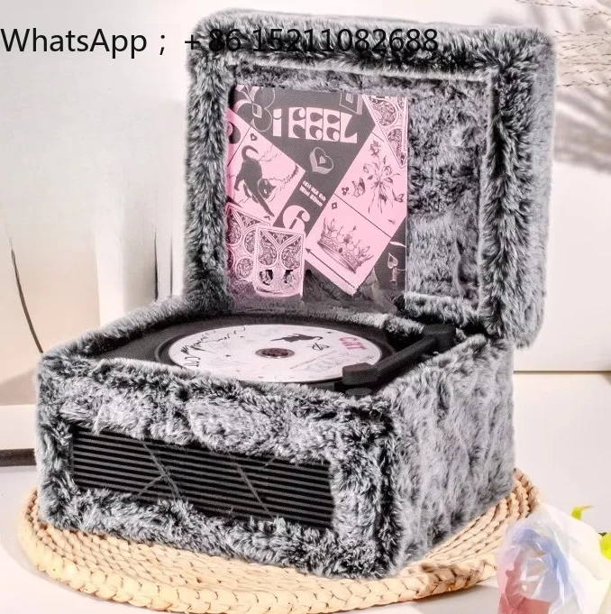 SCY Bluetooth audio player, radio disc, phonograph player, exquisite premium plush pink gift