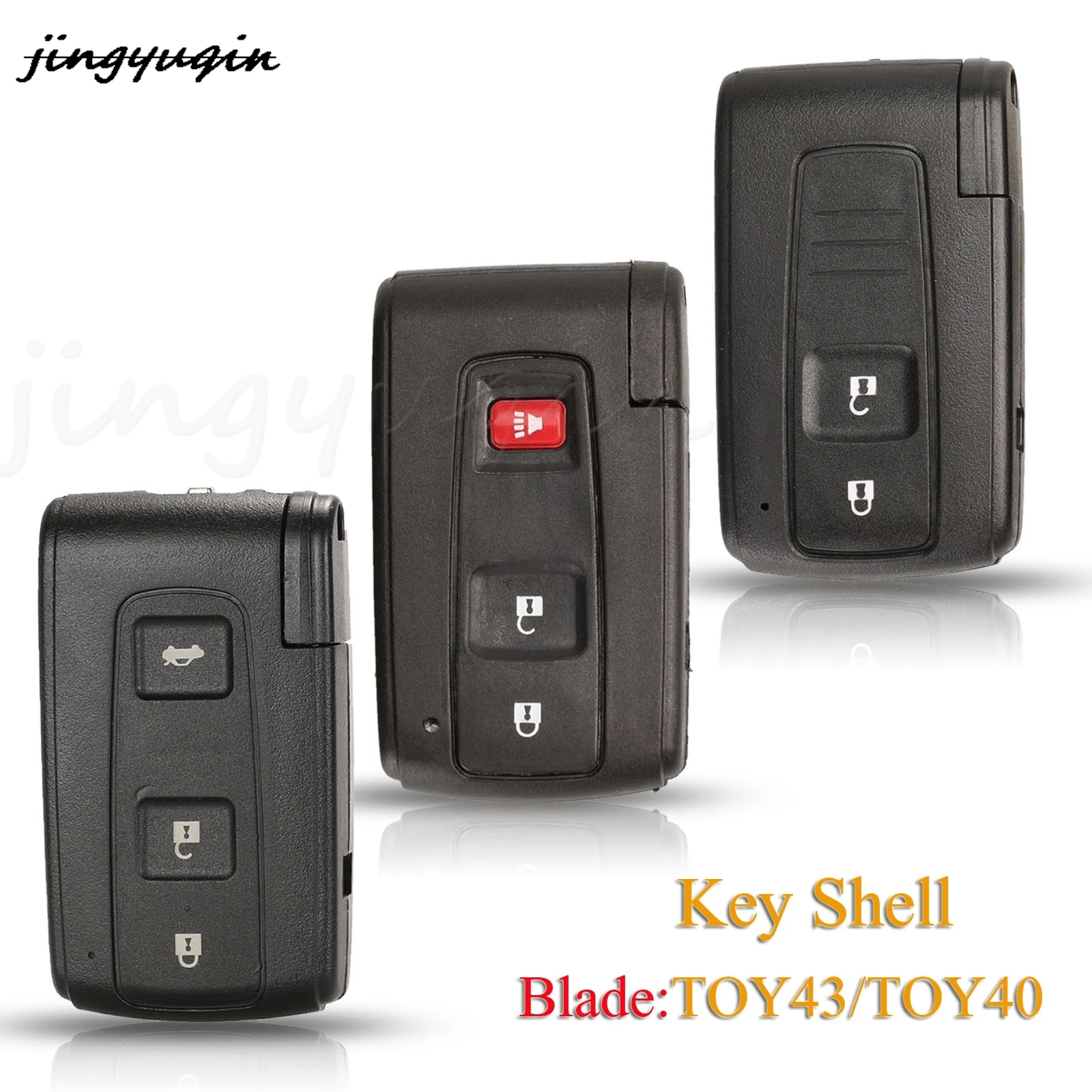 

jingyuqin 10pcs 2/3 Buttons Replacement Remote Car Key Shell Case Fob For Toyota Prius Corolla Verso With Toy40/43 Blade