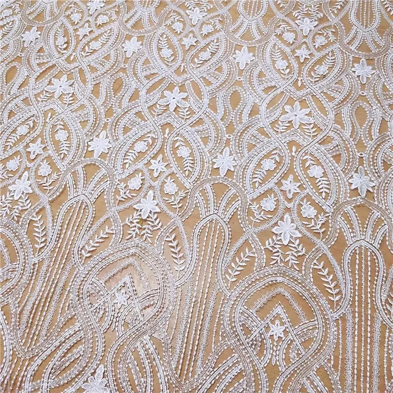 1yard High quality mesh fabrics Unique beaded sequin embroidery tissu Wedding Dress Cheongsam fabric for patchwork - view 3