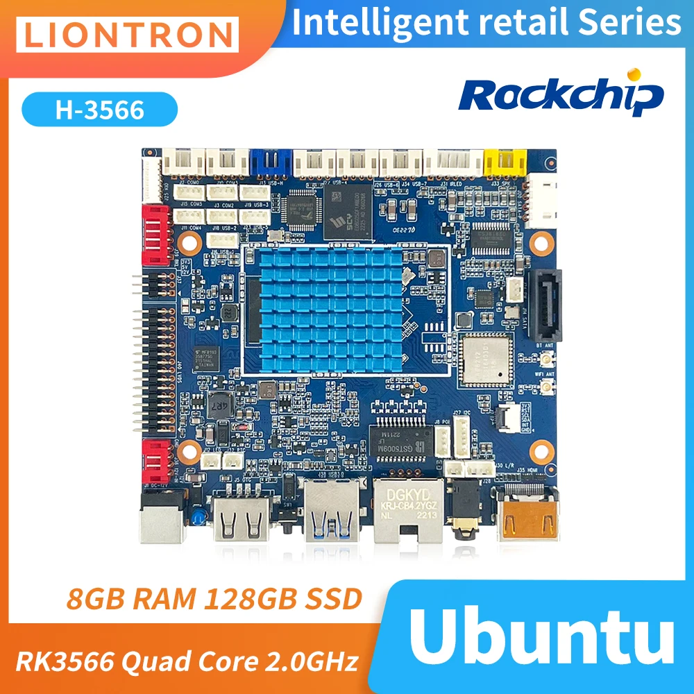 Liontron Rockchip RK3566 Mini PC Mainboard Quad-Core 64-bit WiFi+BT Gigabit Run Android Linux OpenHarmony OS SBC Single Board