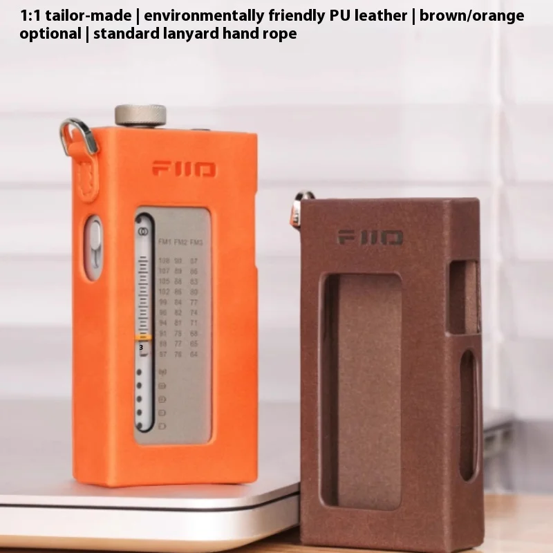 FiiO SK-RR11 Radio Leather Protective Case Anti Slip PU Leather Case With Hanging Rope+Hand Rope Customized FiiO RR11 Radio Case