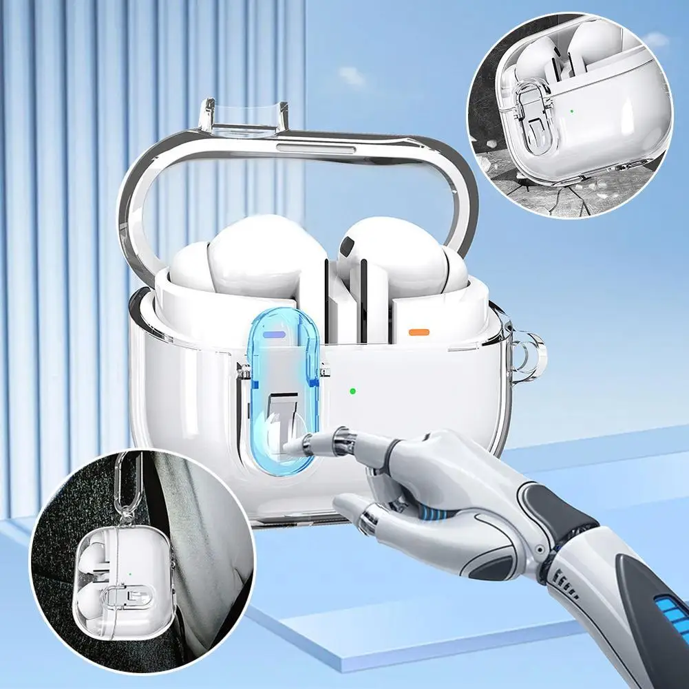 Per Samsung Buds 3 Pro custodia trasparente Secure Lock Cover per cuffie per Samsung Galaxy Buds 3 Pro Buzz 3 Pro custodie TPU PC Fundas