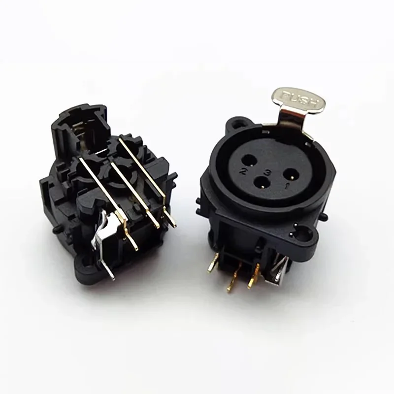 5/20/100PCS 3Pins XLR Connector Black Plastic XLR Male/Female Jack Socket Panel Mount Type with PUSH button Speaker Plug