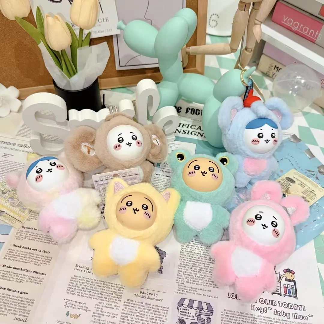 

Плюшевая кукла с изображением животных Chiikawa Hachiware Usagi, мягкая игрушка с резиновым лицом, новый модный коллекционный брелок с подвеской