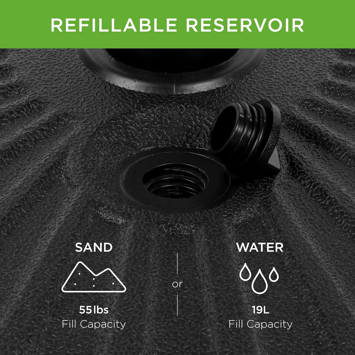 Base de sombrilla rellena, base de sombrilla de plástico para terraza soleada circular, poste para exteriores, césped, rodamiento de 55 libras, perilla ajustable