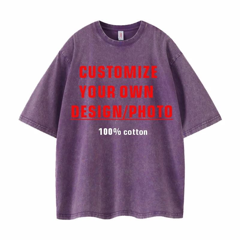 

Customized Your Design100% Cotton Hip Hop Streetwear T-shirts Printing DIY Images Old Clothes Cultural Shirts Unisex Work Clothe