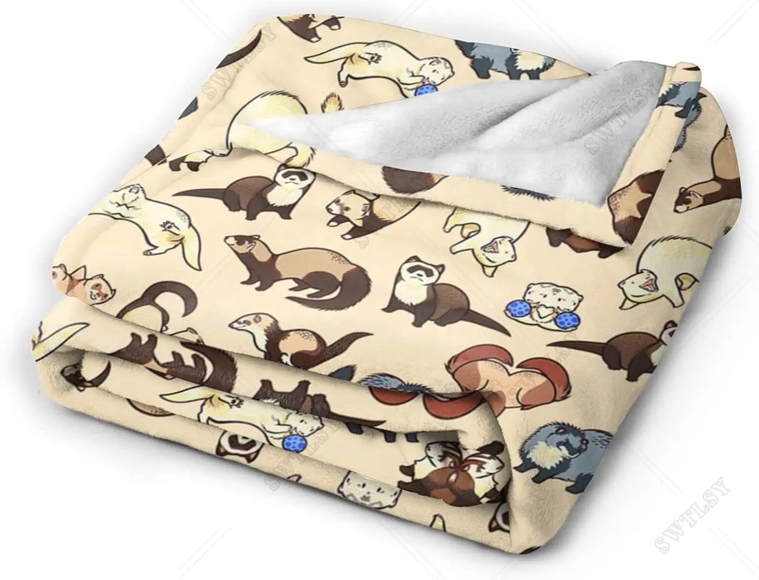 Hairy Ferret Print Multi-Yard Ultra-Soft facecloth Blanket (Vertical Section) air-Conditioning Blanket/Quilt