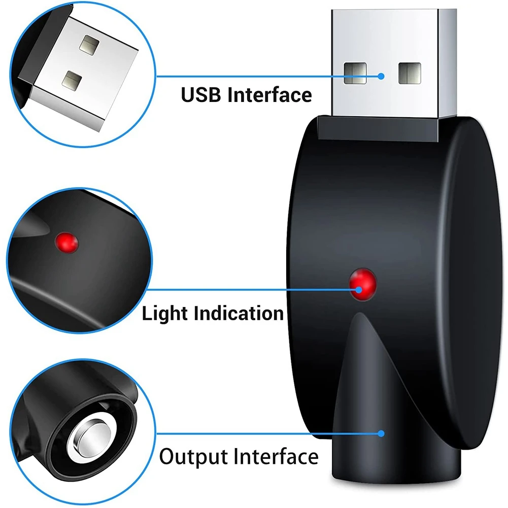 Cargador USB portátil de 2 piezas, Cable de rosca, con luz indicadora LED, protección inteligente contra sobrecargas