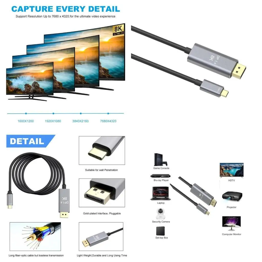 

652F Multi Purpose USB C to 1.4 Connectors With Fast Charging Capability For Office