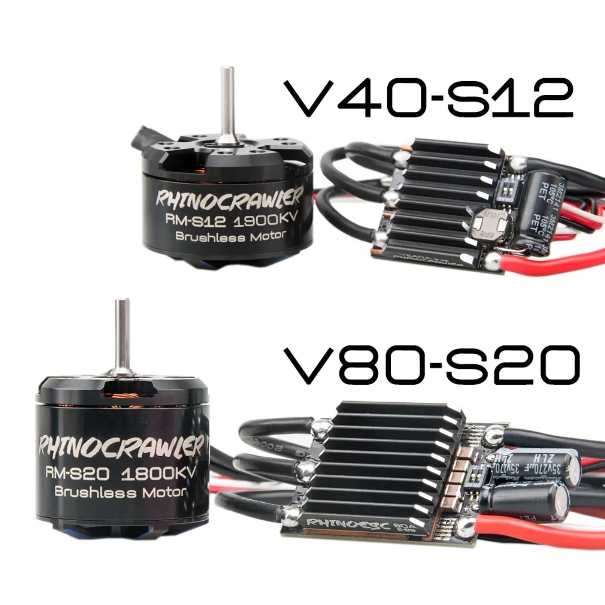 RHINOESC 40A-S12 80A-S20 AM32 RC Crawler ESC Brushless Motor Porwer Systm for 1/10 TRX4 SCX10 MOA Shafty Truck