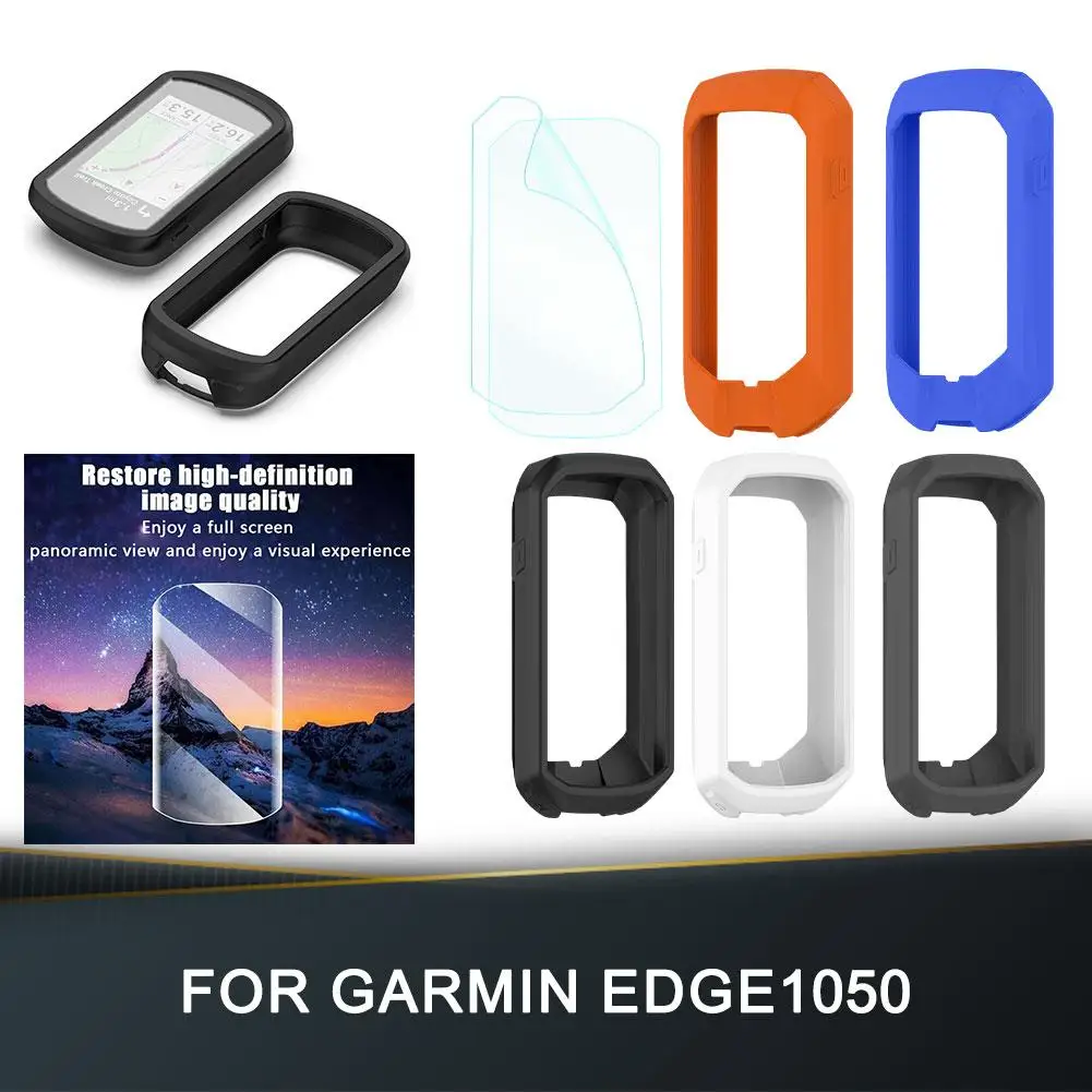 Soft Silicone Case For Garmin Edge 1050 Accessories Kit Screen Protector Glass Film Dust And Drop Proof Protection Case Cover