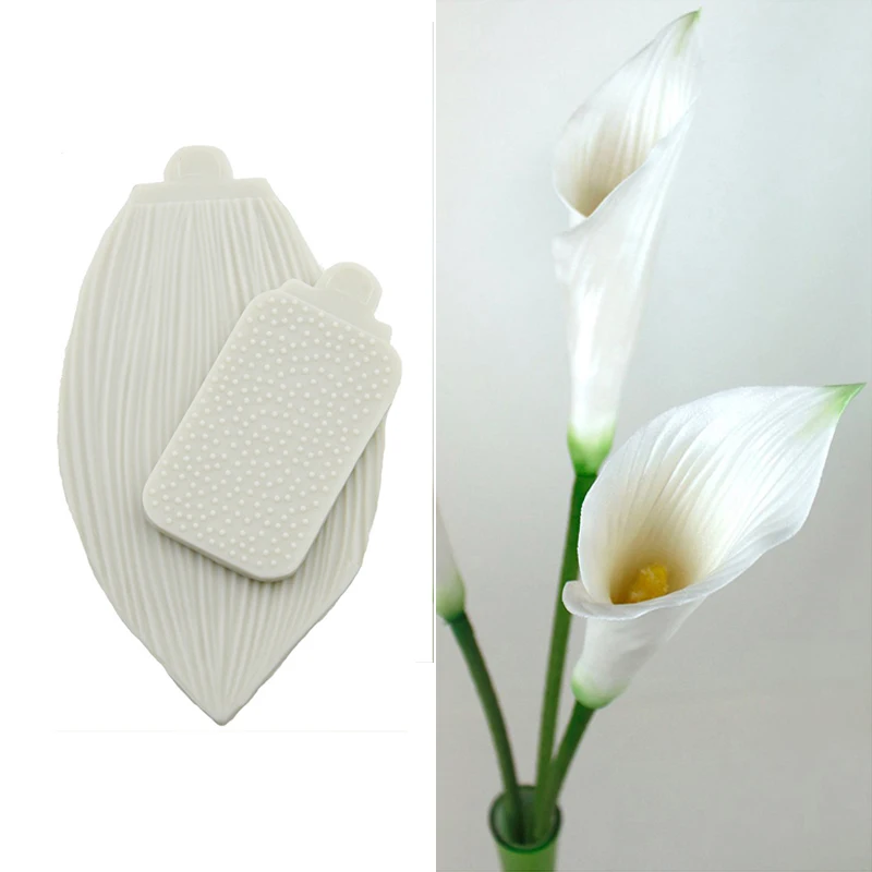 2pcs Flower Calla Lily Tulip Leaf Vein Texture Silicone Fondant Mold Cake Decorating Tools Chocolate Mold Baking Cake Tool