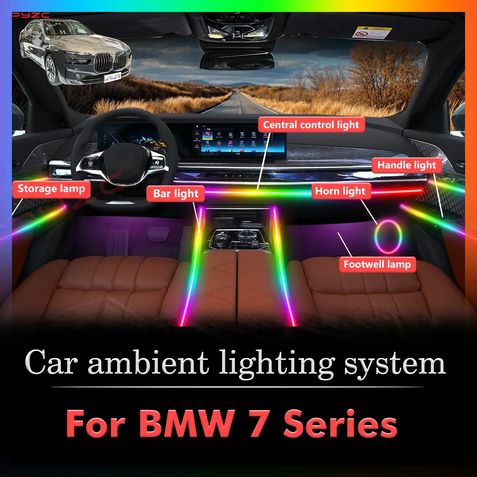 

Для BMW 7 серии умный пульт дистанционного управления RGB 64 цвета светодиодный салон автомобиля окружающее освещение энергосберегающий эффективный комплект ламп