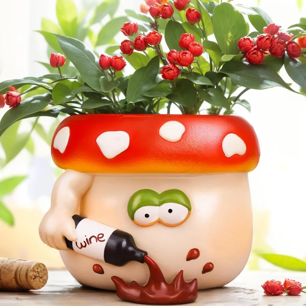 2024 Cute Plant Pot,Flower Planter,Mushroom Ceramic Small Plant Pot,Cute Decorative Succulent Pot for Indoor & Outdoor Plants