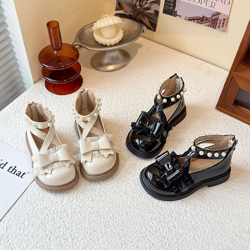 

Girls Princess Leather Shoes Sweet Bowknot Kids Causal Mary Jane Shoes Ankle-strap Children Fashion Wedding Party Dress Shoes