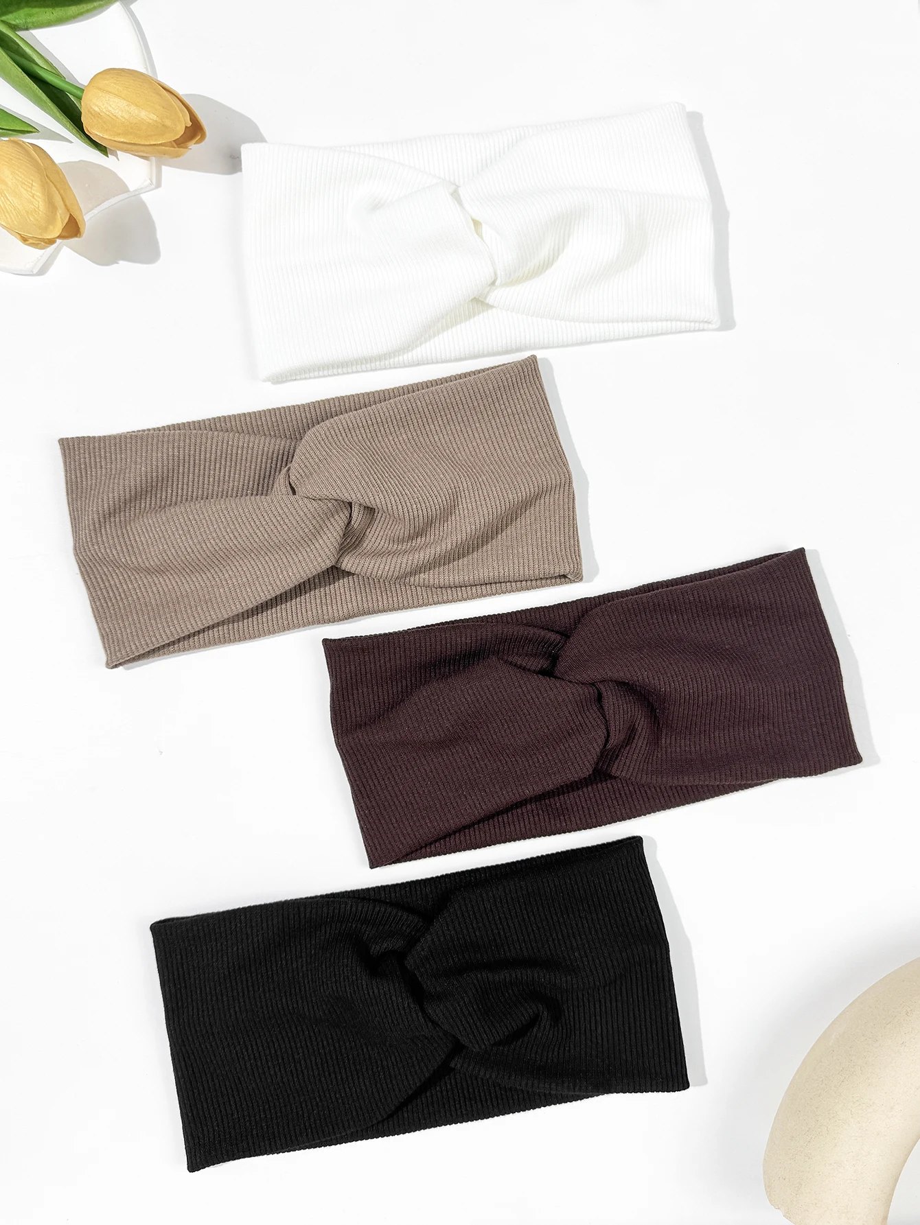 Mädchen Einfarbig Haarbänder Gestrickte Baumwolle Stirnbänder Vintage Kreuz Turban Verband Bandanas Haarbänder Haar Zubehör