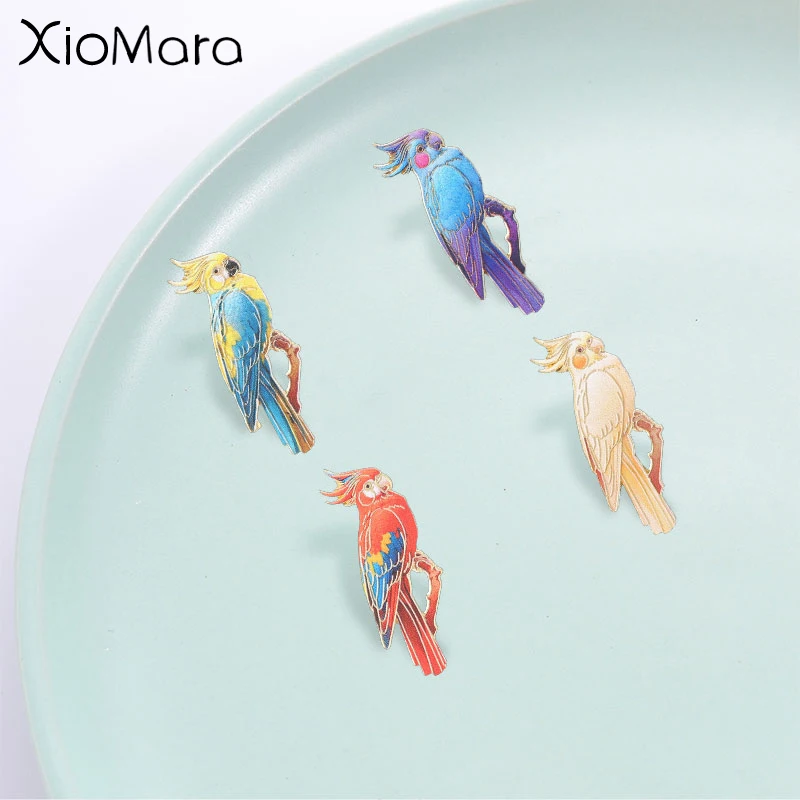 Cockatiel Parrot Badge, Colorful Parrot on Branch Enamel Pin, Fashion Clothes Backpacks Accessory, Gift for Parrot Lovers