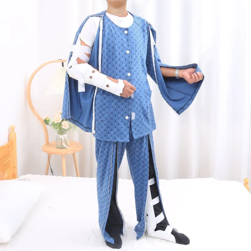 Easy to wear and take off men's nursing clothes paralyzed bedridden elderly chemotherapy arm leg fractures postoperative clothes