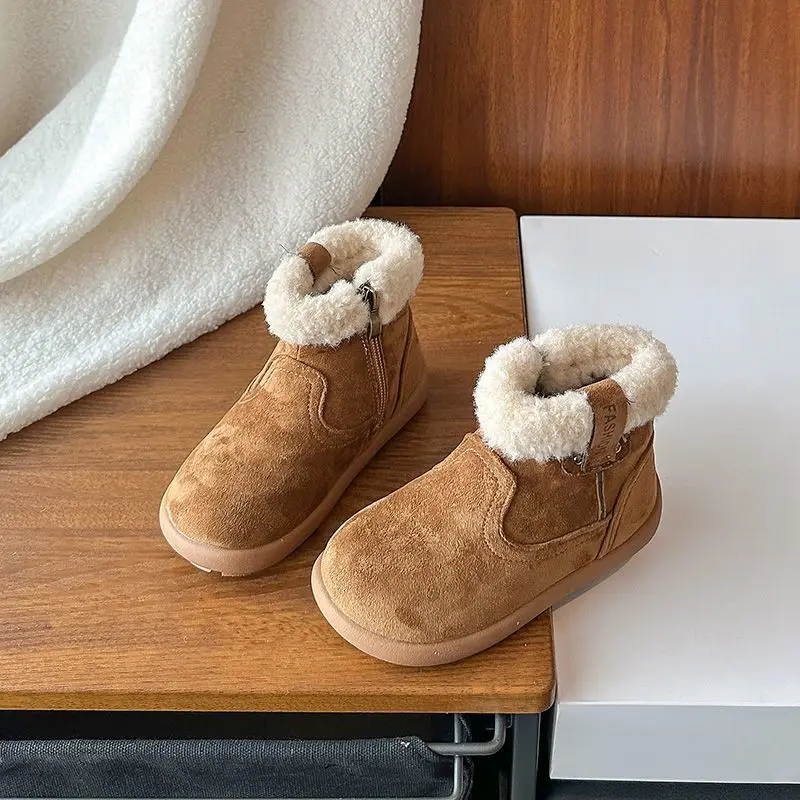 أحذية شتوية معزولة حراريًا للأطفال البنات أحذية ثلج مبطنة بالصوف 2026 أحذية قطنية سميكة للفتيات أحذية دافئة #3