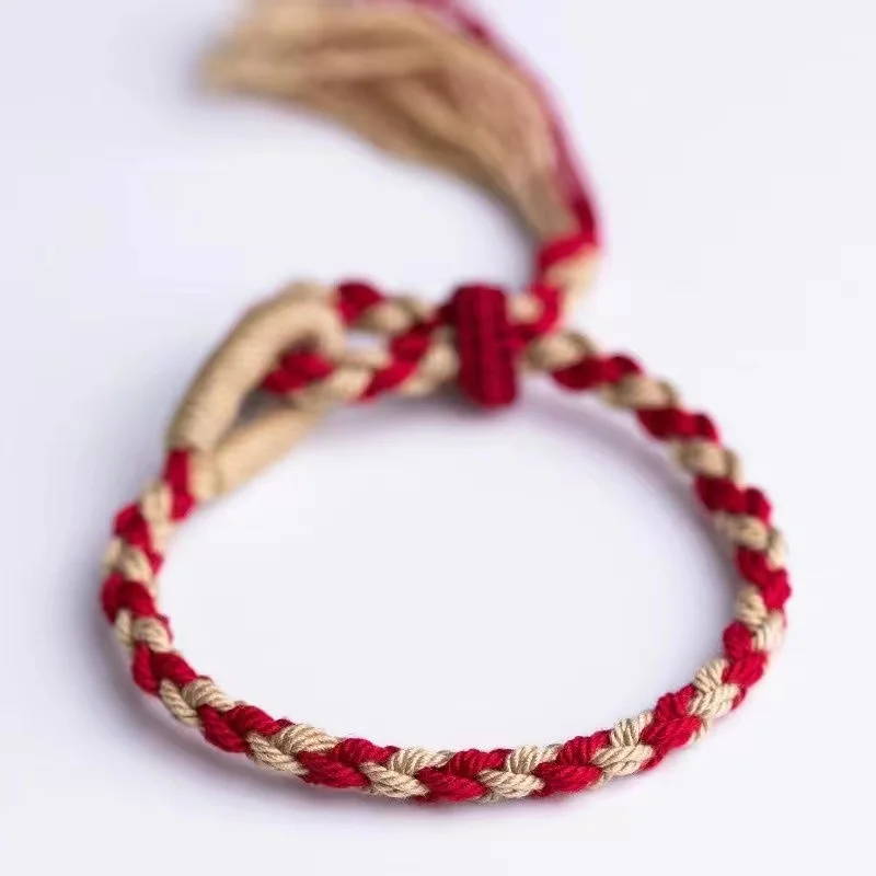 Braccialetti per coppie con corda rossa blu fatti a mano braccialetti con ciondoli di buona fortuna con nodo tibetano regalo per gli amanti degli