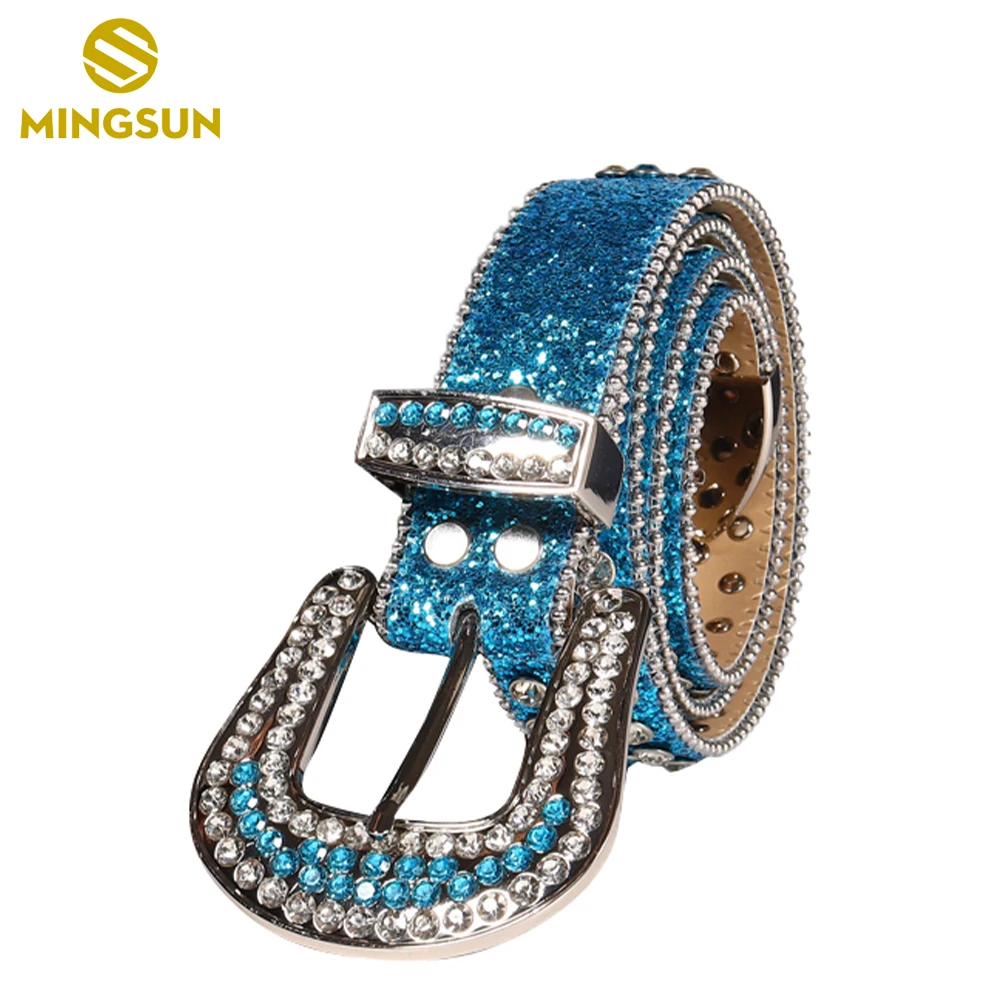 

Women Men Rhinestone Studded Western Leather Belt Lady Vintage Bling Cowgirl Cowboy Waist Belt for Jeans Dress PU Leather Strap