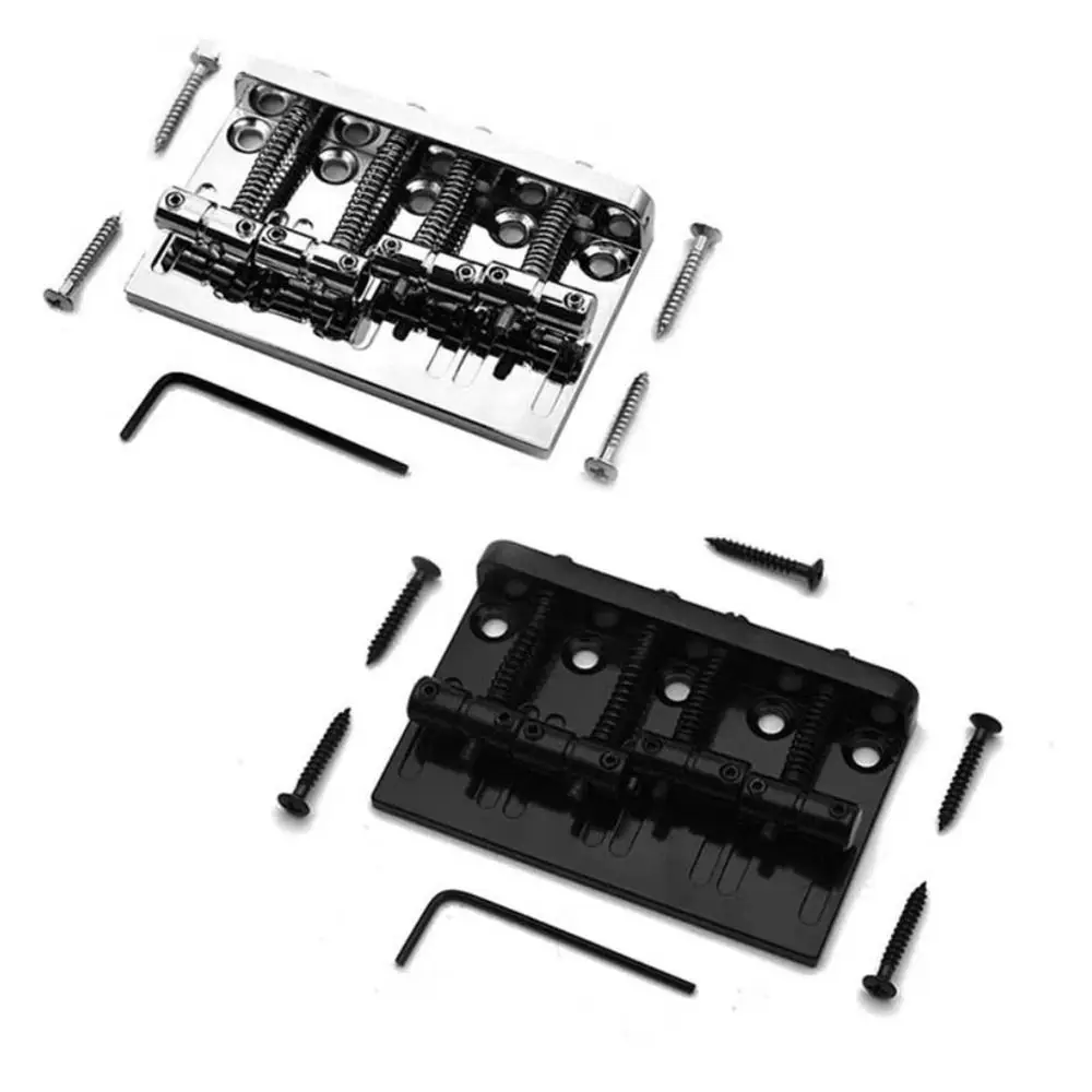 4 Strings Bass Bridge Tailpiece Adjustable with Screws Guitar Saddles Set 5-saddle Guitar Parts Bassist String Plates