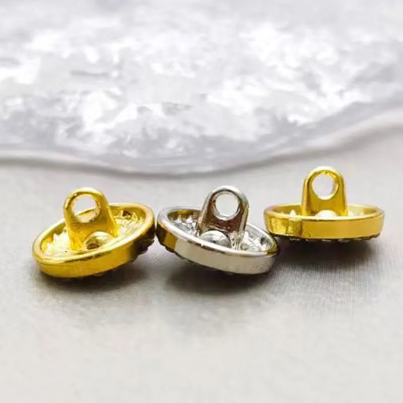 10 Stück 11,2 mm Strass-Metallknöpfe, runde Nähknöpfe für Damenblusen, modisches Kleidungszubehör – Detail 2