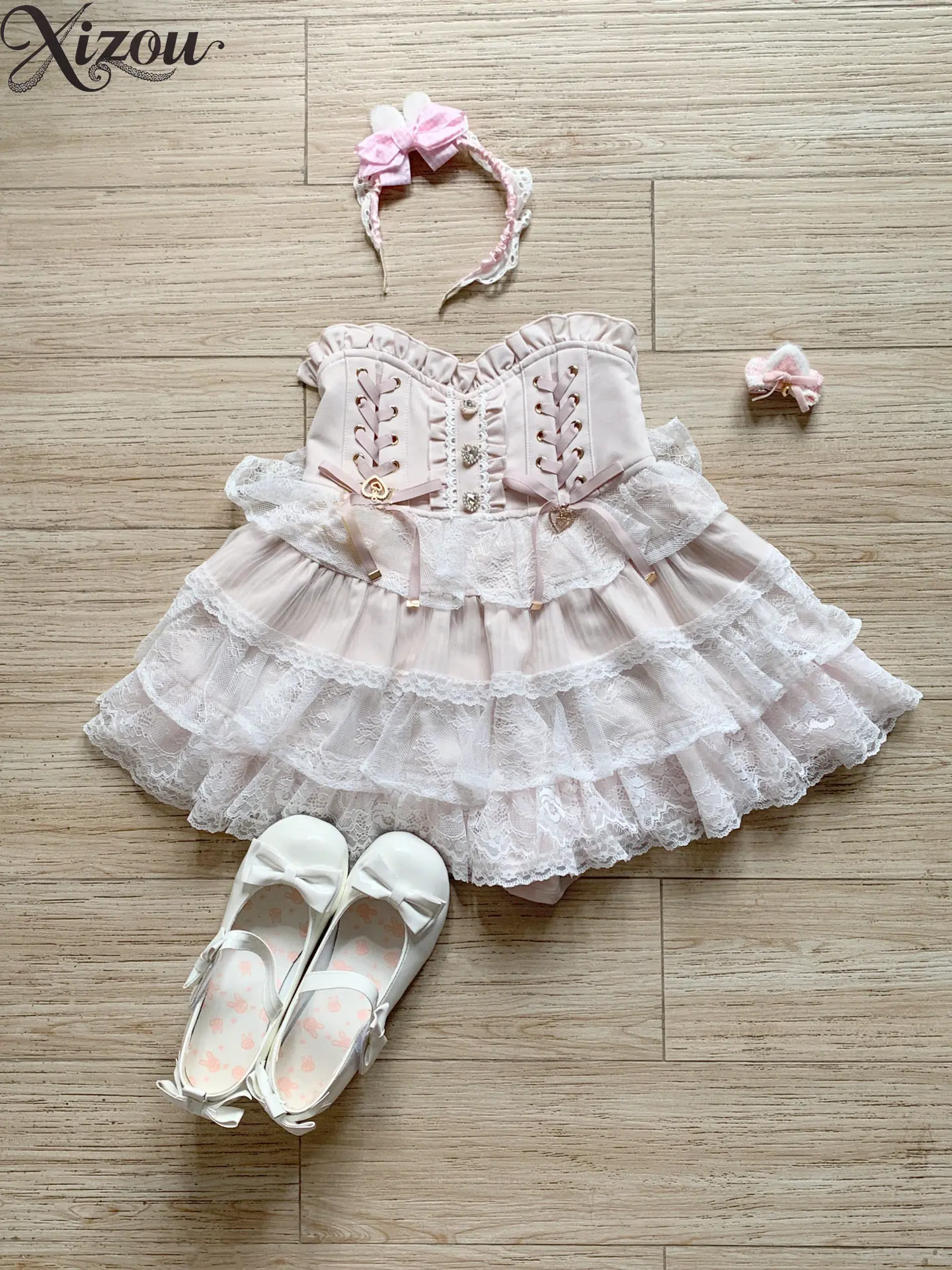 High Waist Lace Layered Cake Skirt Bandage Metal Buckle A-line Gothic Y2K Lolita Harajuku Summer Skirts 2026 Bow Cute Slim Fit