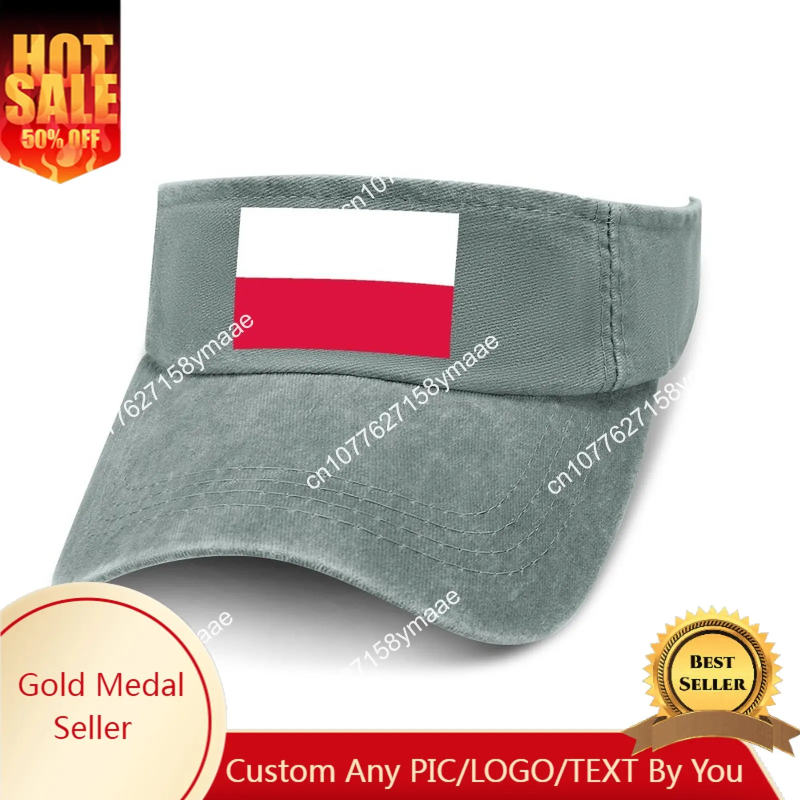 

Poland Flag Sun Visor Leaky Top Cowboy Hats Mens Womens Customize DIY Cap Sports Baseball Tennis Golf Caps Empty Open Top Hat