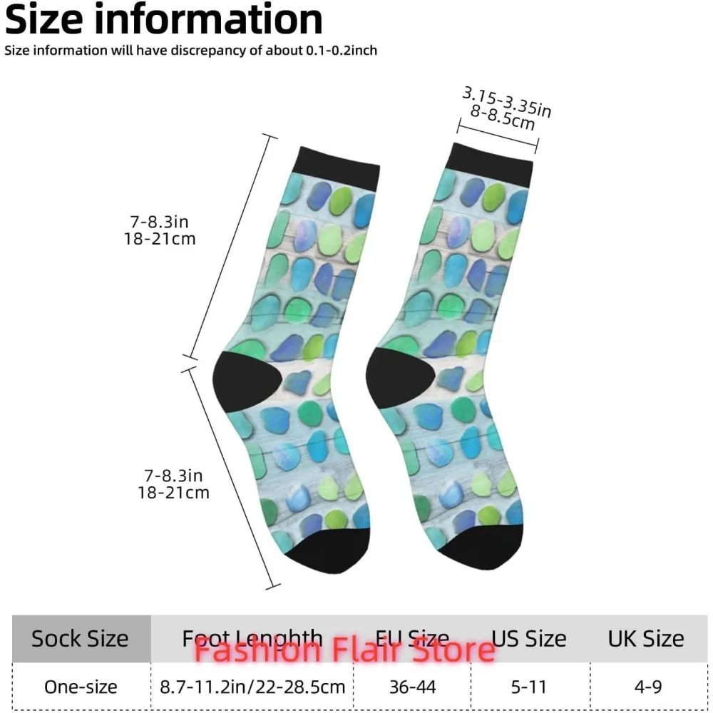 シーグラスビーチ流木ノベルティクルーソックスプリントユニセックスギフト男性女性