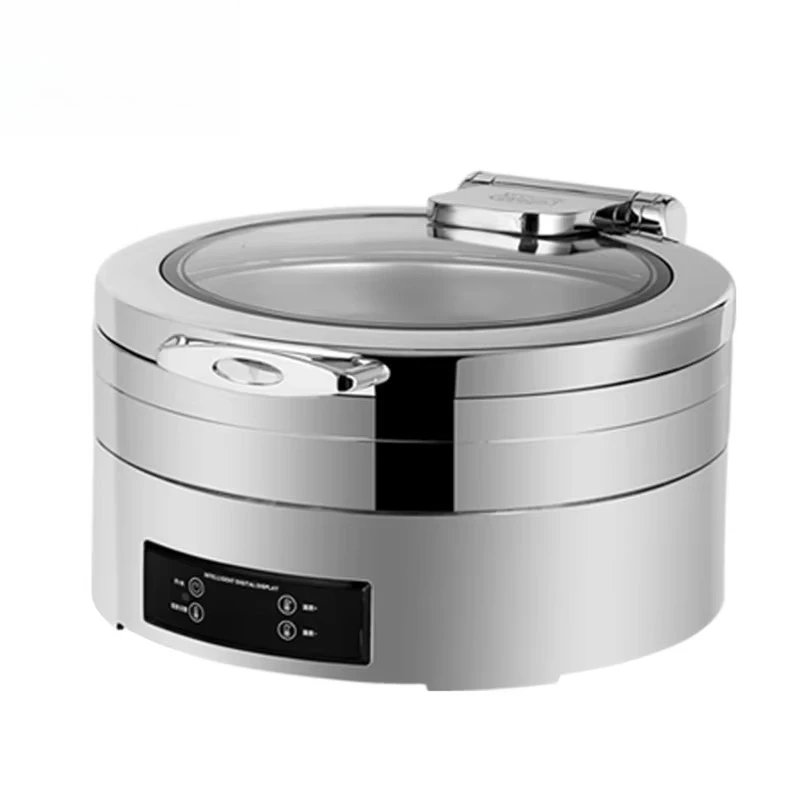 

Luxurious High Quality Hydraulic Glass Lid 304 Stainless Steel Electric Chafing Dish Touch Control Buffet Chefing Dish