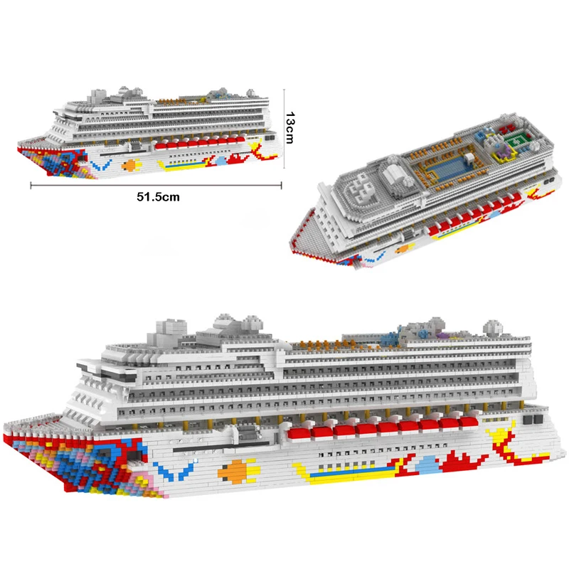 

Building blocks 7800 Luxury Cruise Liner Ship Big Boat 3D Model 4950pcs DIY Mini Diamond Blocks Bricks Toy for Children no Box