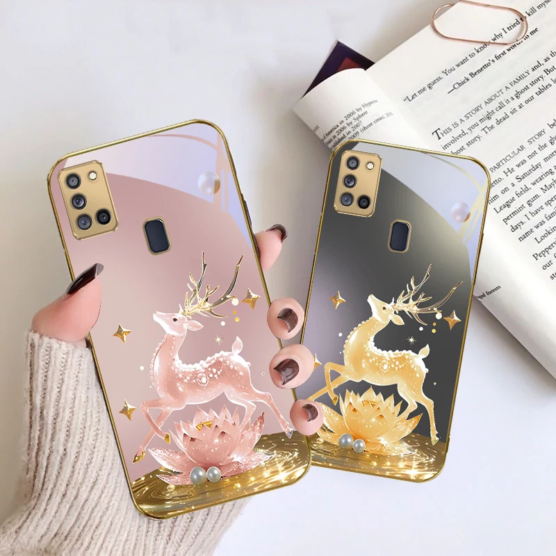 

Brilliant golden deer For Samsung A 31 32 A33 A34 35 14 A15 13 A16 25 A26 50 52 53 54 55 56 70 71 72 73 Golden glass phone case