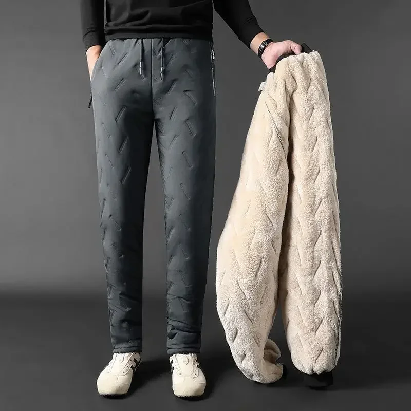 Uomo inverno caldo lana d'agnello addensare pantaloni della tuta uomo all'aperto tempo libero pantaloni da Jogging antivento marca pantaloni di alta qualità da uomo