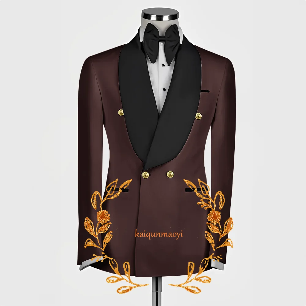 Men's Double Breasted Suit Wedding Groom Tuxedo 2 Piece Suit Formal High Quality Jacket Pants Custom Elegant Suit