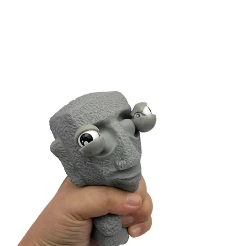 1PC Slowly Rebounds Moai Statue Squeeze Eyes Interested Expression Relaxes Stress Children's Gift Stone Man Releases Stress Toy