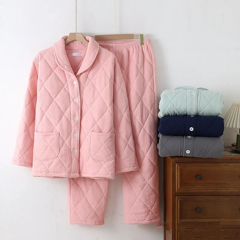 

Autumn Winter Couples Thicken Pajama sets Ladies Cotton Velvet Sleepwear Suit Women Men Matching Long Sleeve Home Clothes