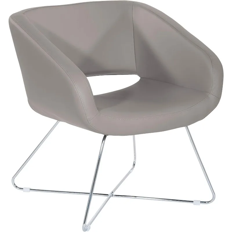 Modern Vinyl Lounge Chair with Chrome Base